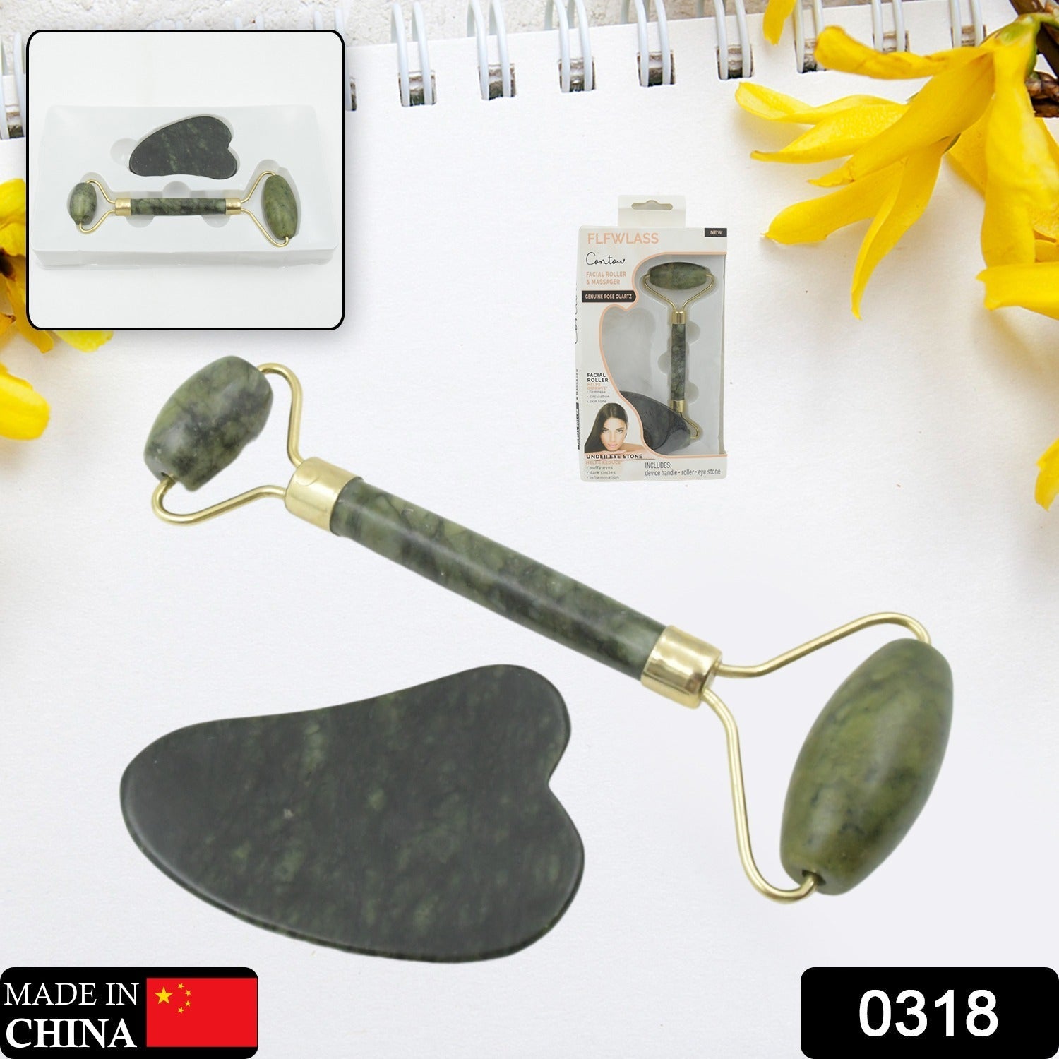 0318 Gua Sha Stone and Anti Aging Jade Roller Massager for Face Massage Natural Face Skincare Massager & Face Roller Massager for Women | Face Shaper Jade Roller and Gua Sha Set for Glowing Skin 0318 Gua Sha Stone and Anti Aging Jade Roller Massager for Face Massage Natural Face Skincare Massager & Face Roller Massager for Women | Face Shaper Jade Roller and Gua Sha Set for Glowing Skin